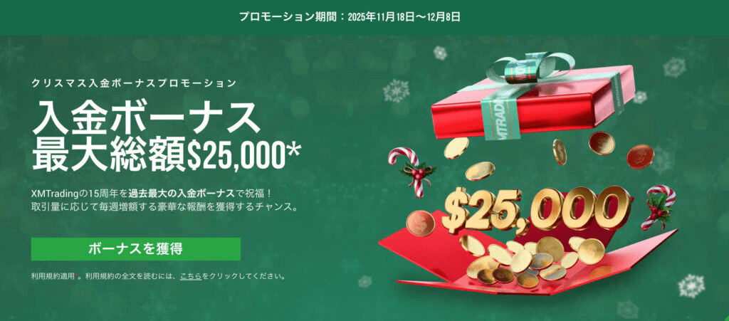XMのクリスマス入金ボーナス