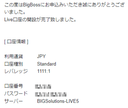 BigBossからメールが届く